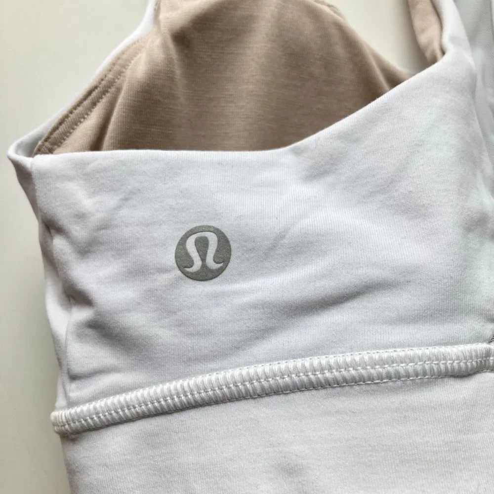 LULULEMON White Pale Blue Invigorate Luxtreme Mesh Racerback Sports Bra - Picture 12 of 16